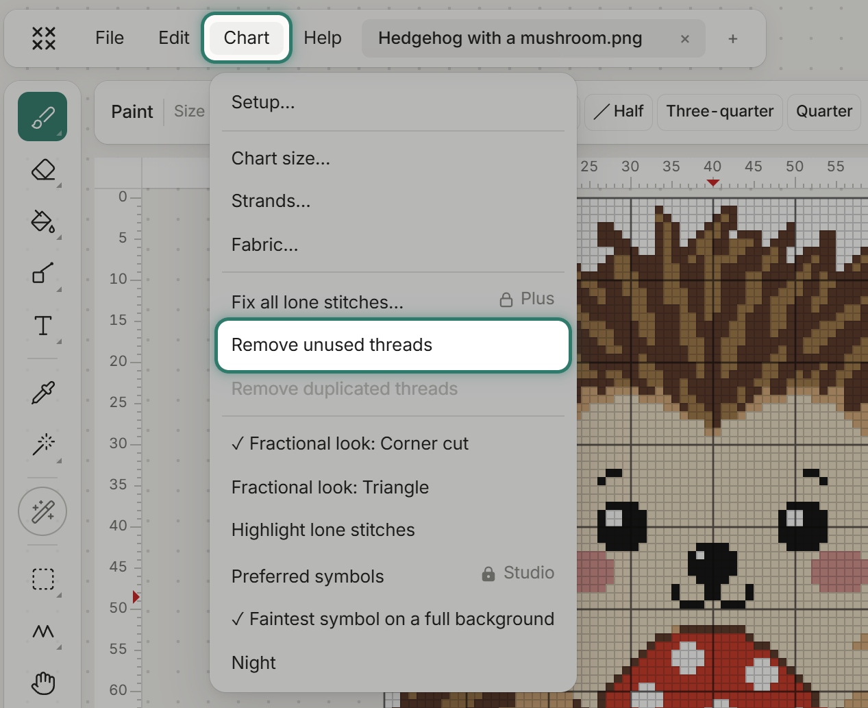 Remove unused threads in the Chart menu