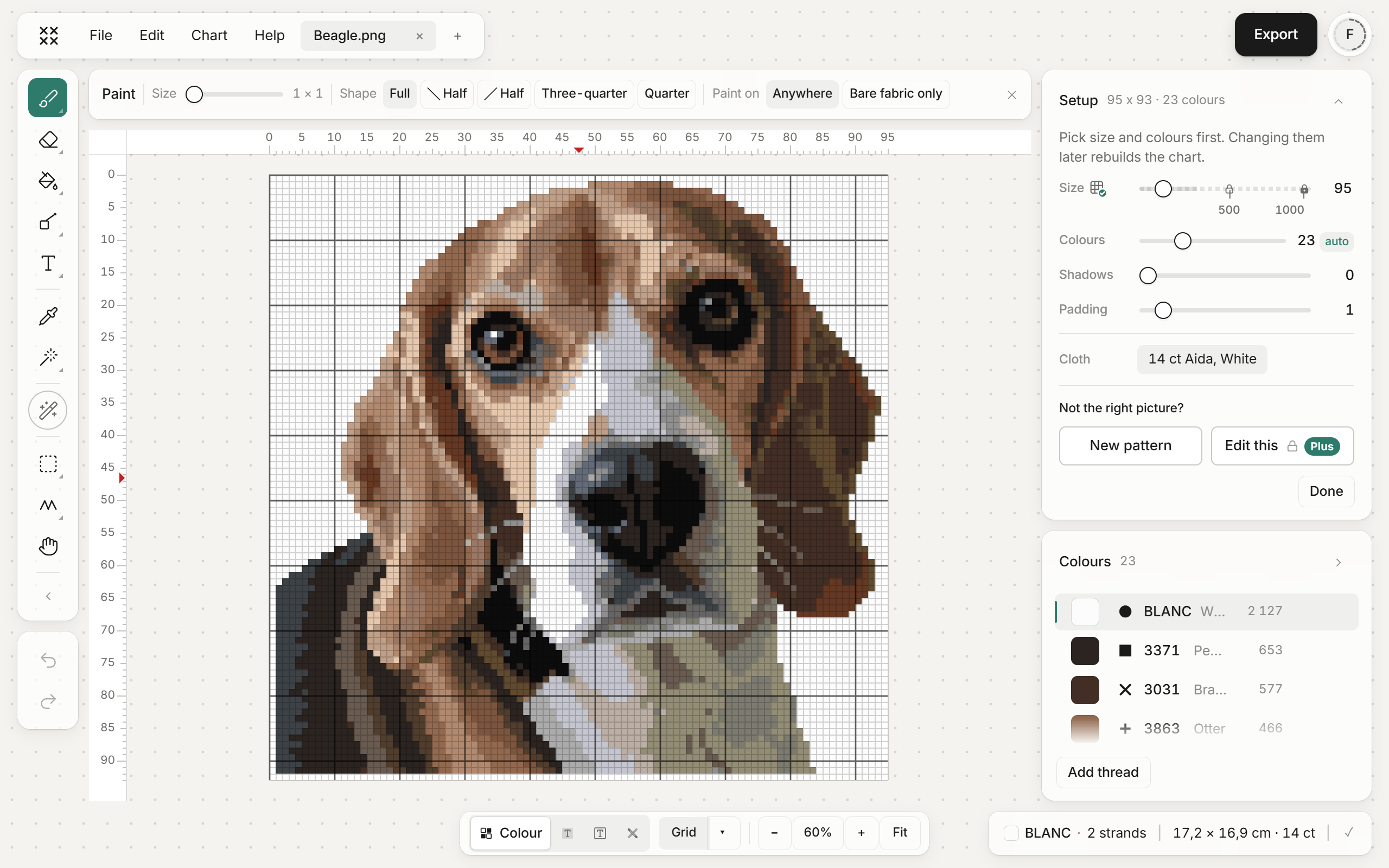 The chart open in the editor