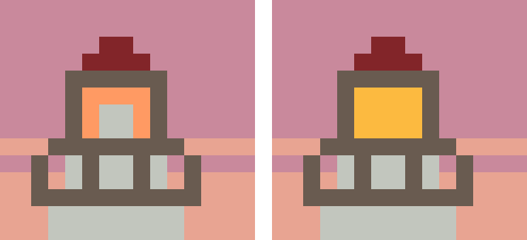 The lamp at 15 colours: unlocked on the left, locked on the right