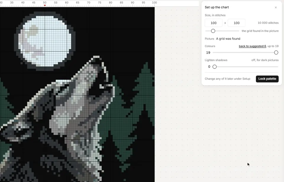 Lighten shadows at 30 brings the dark parts of the picture back