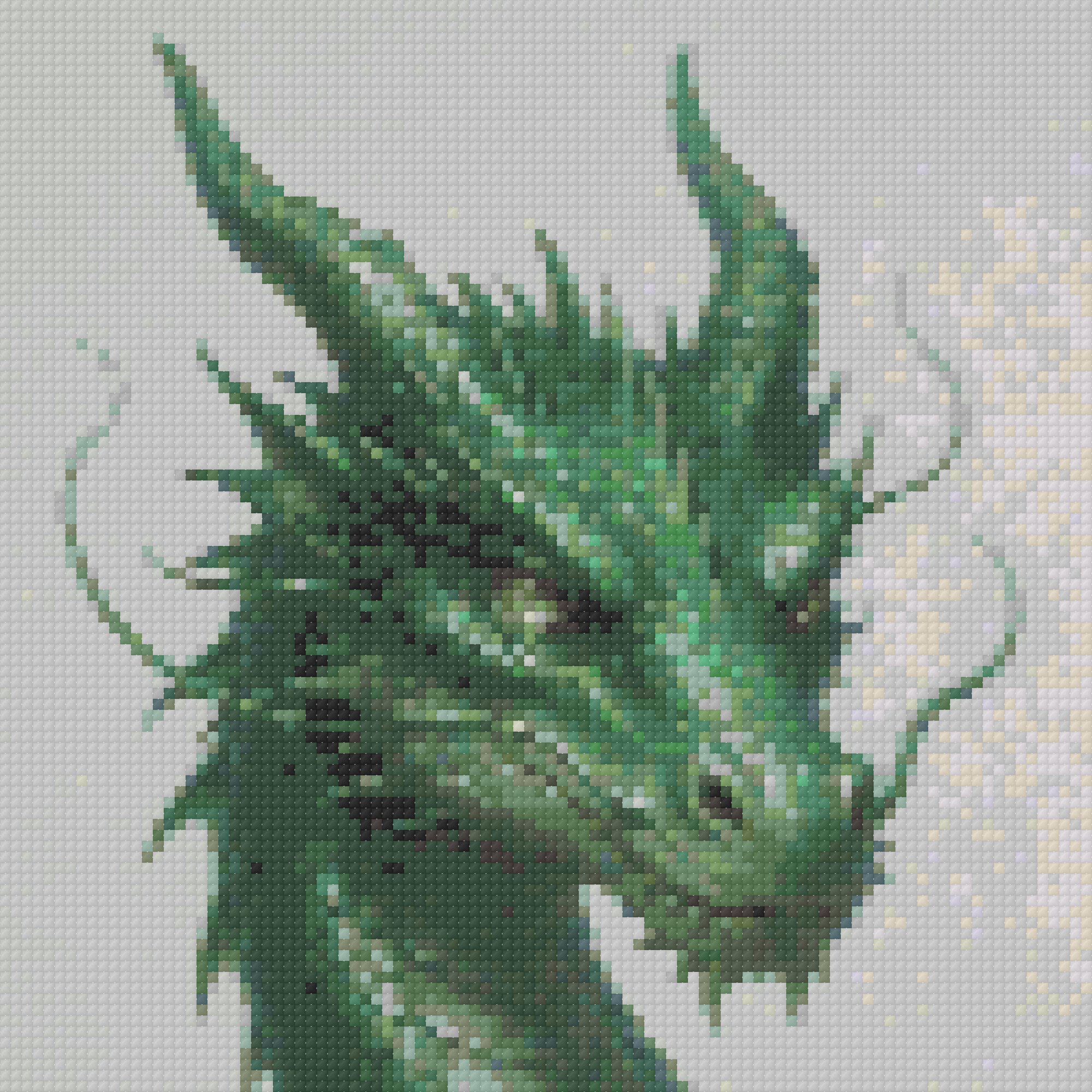 The dragon as other generators hand it back: speckled greens with the grey background stitched in.